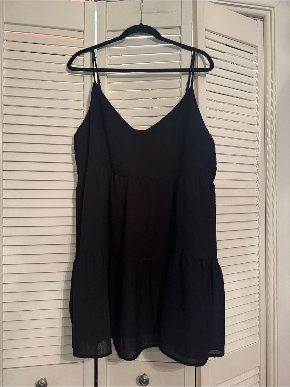 Black Spaghetti Strap Tiered Dress